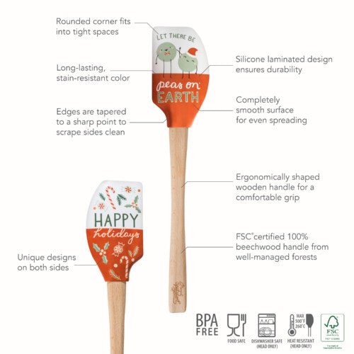 Christmas Silicone Spatula, Christmas Wooden Handle Cake Spatula