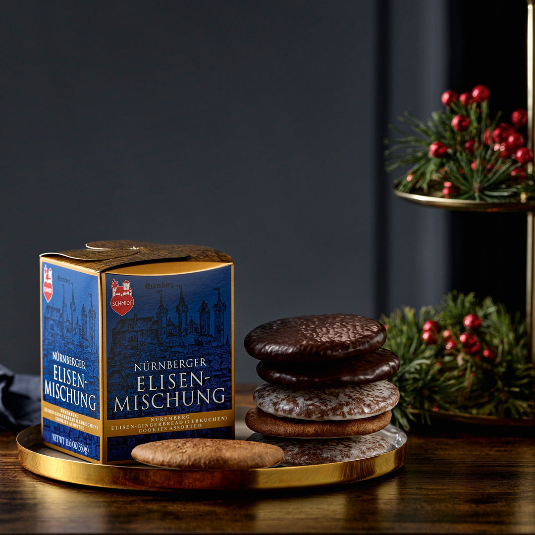Lebkuchen-Schmidt Elisenlebkuchen assortment with nut sugar-glazed and chocolate-coated varieties