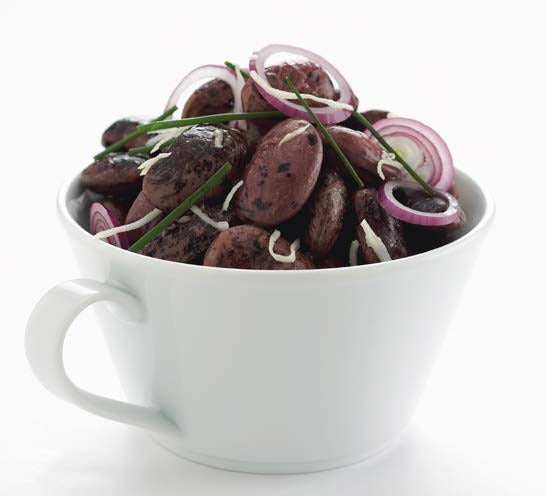 Austrian scarlet runner bean salad with red onion chives and horseradish