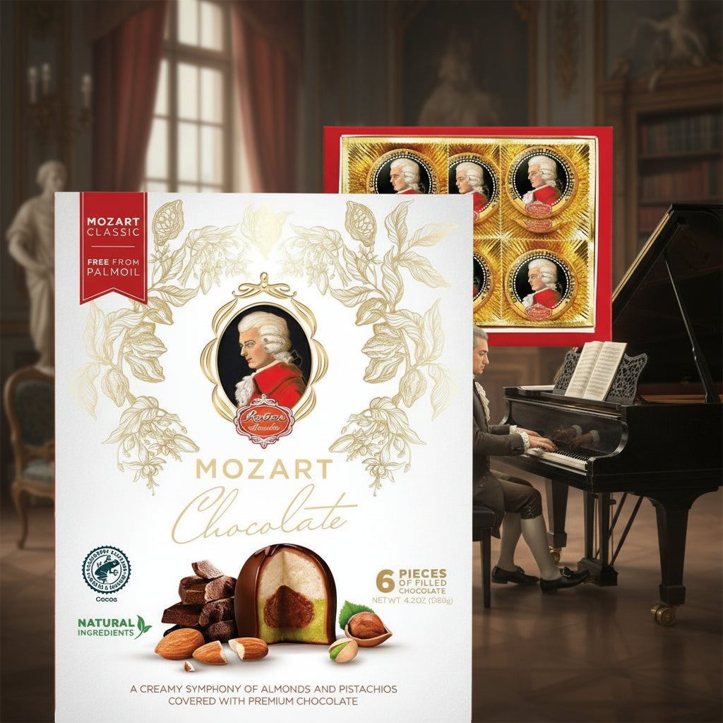 Reber Mozart-Kugeln in a Mozart portrait gift box