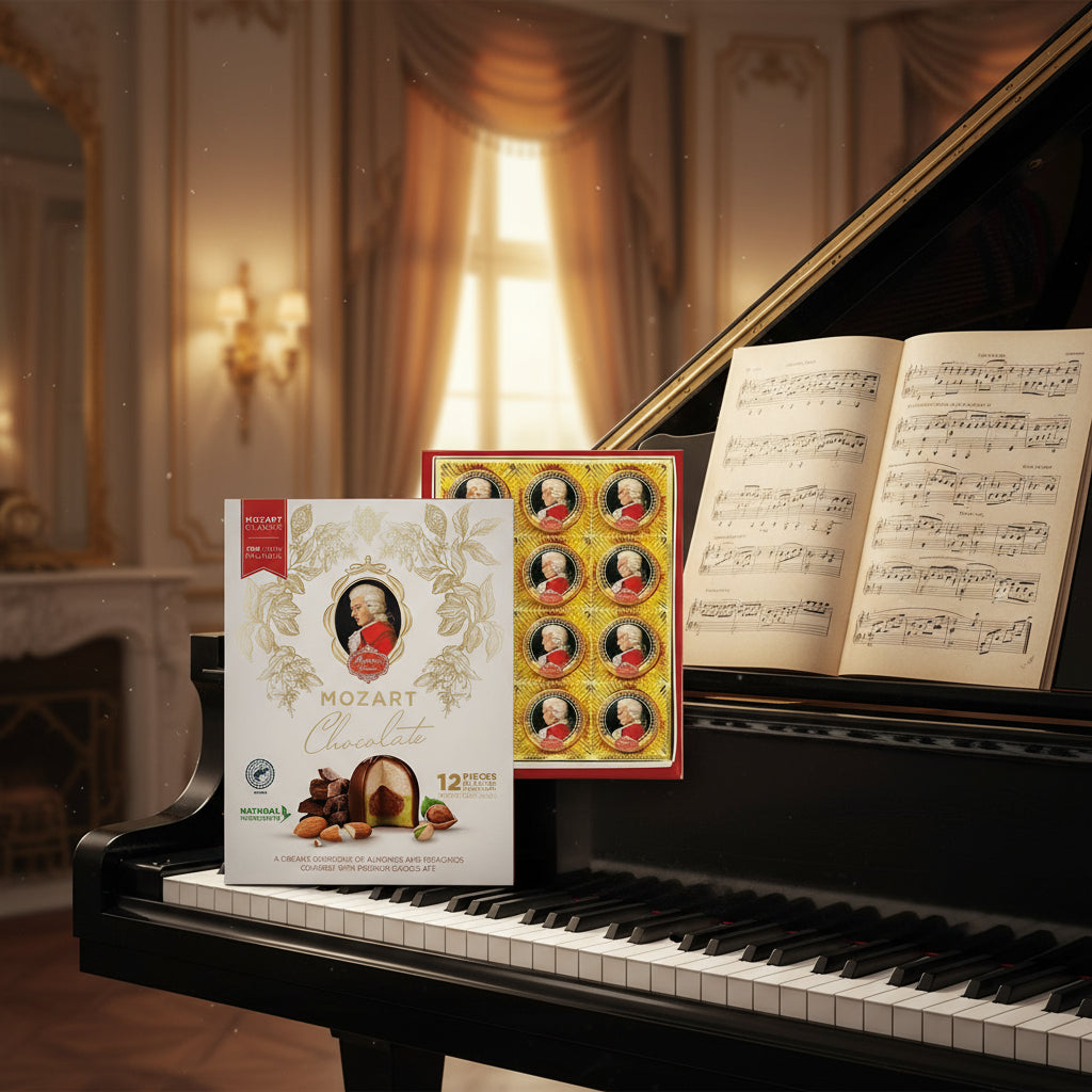 Reber Mozart-Kugeln gift box for a German Advent open house
