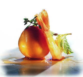 Golden saffron sauce flavored with fruit vinegar