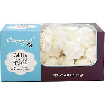 Ooomergingues Vanilla Flavored Meringue 130 g box with white meringue cookies