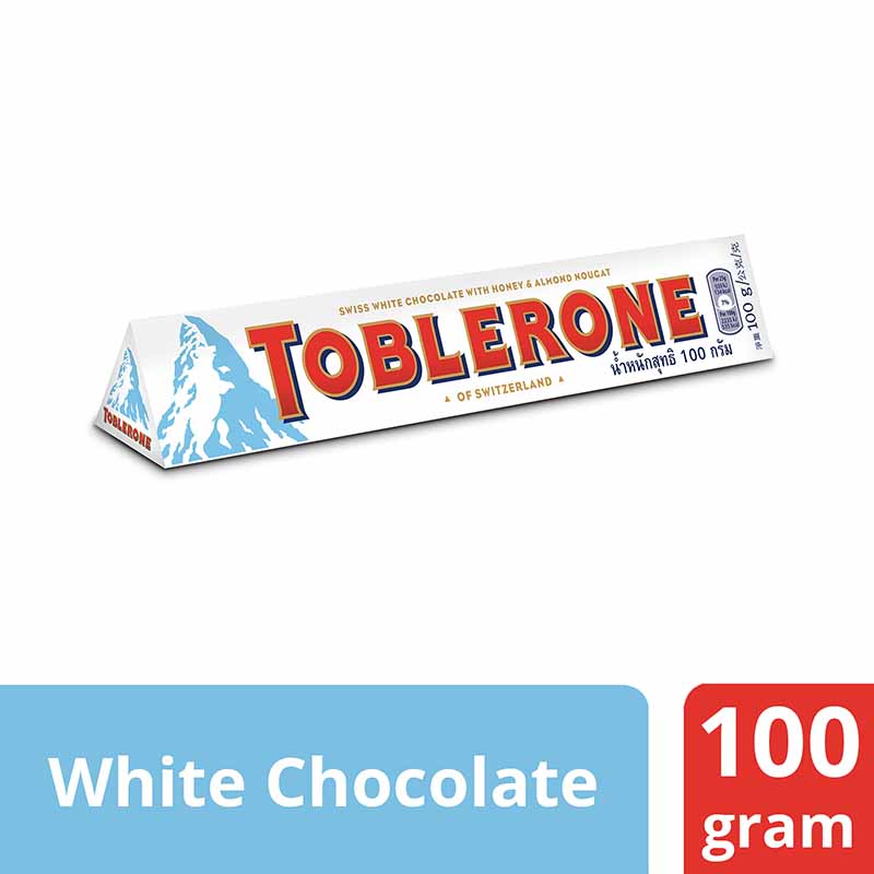 Toblerone white chocolate bar 100g package