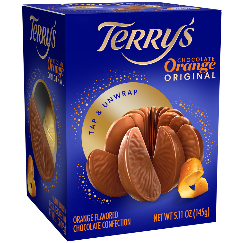 Terry's Original Milk Chocolate Orange, 145 g box angled left