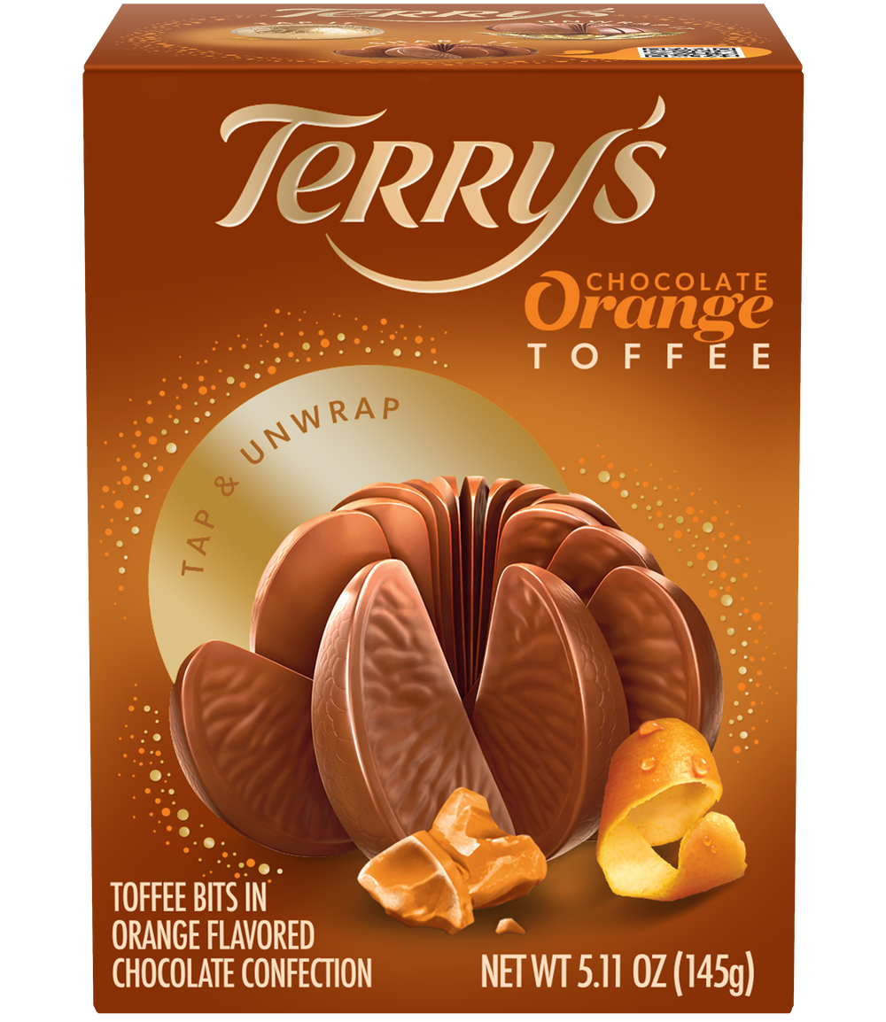 Terry's Chocolate Orange Toffee Crunch, 145 g brown box, front view