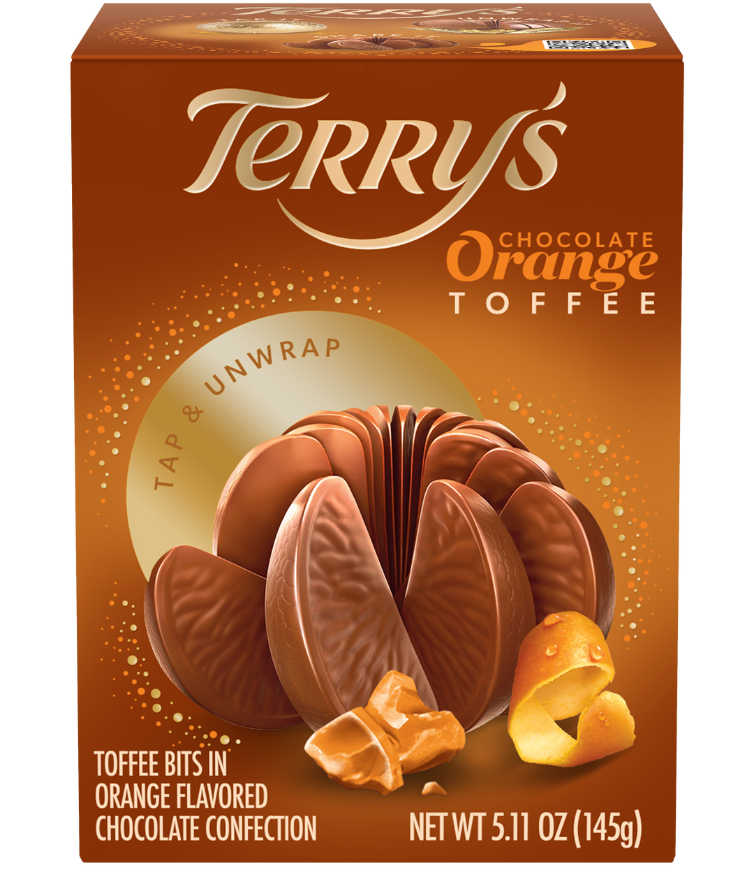 Terry's Chocolate Orange Toffee Crunch, 145 g brown box, front view