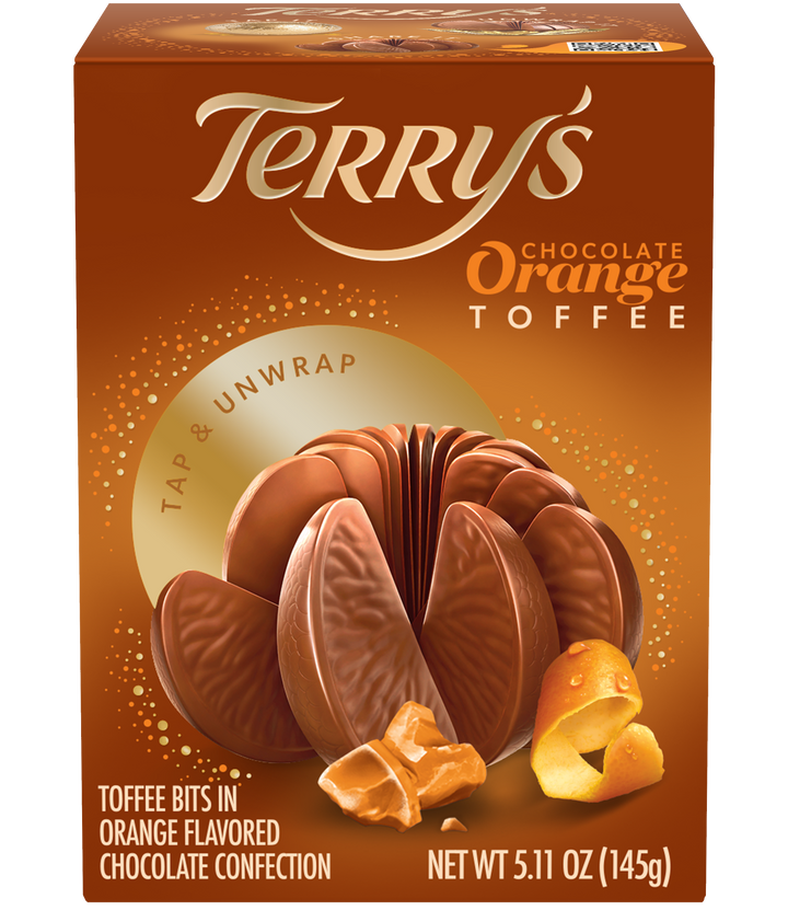 Terry's Chocolate Orange Toffee Crunch, 145 g brown box, front view