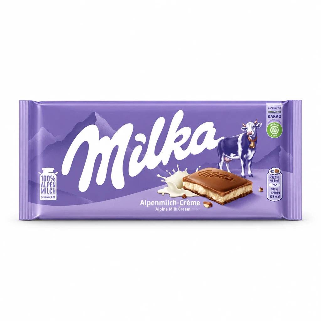 Milka Alpine Milk Creme chocolate bar 100g package