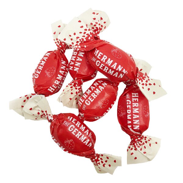 Hermann the German Strawberries & Cream Hard Caramel Filled Wrapped Candy