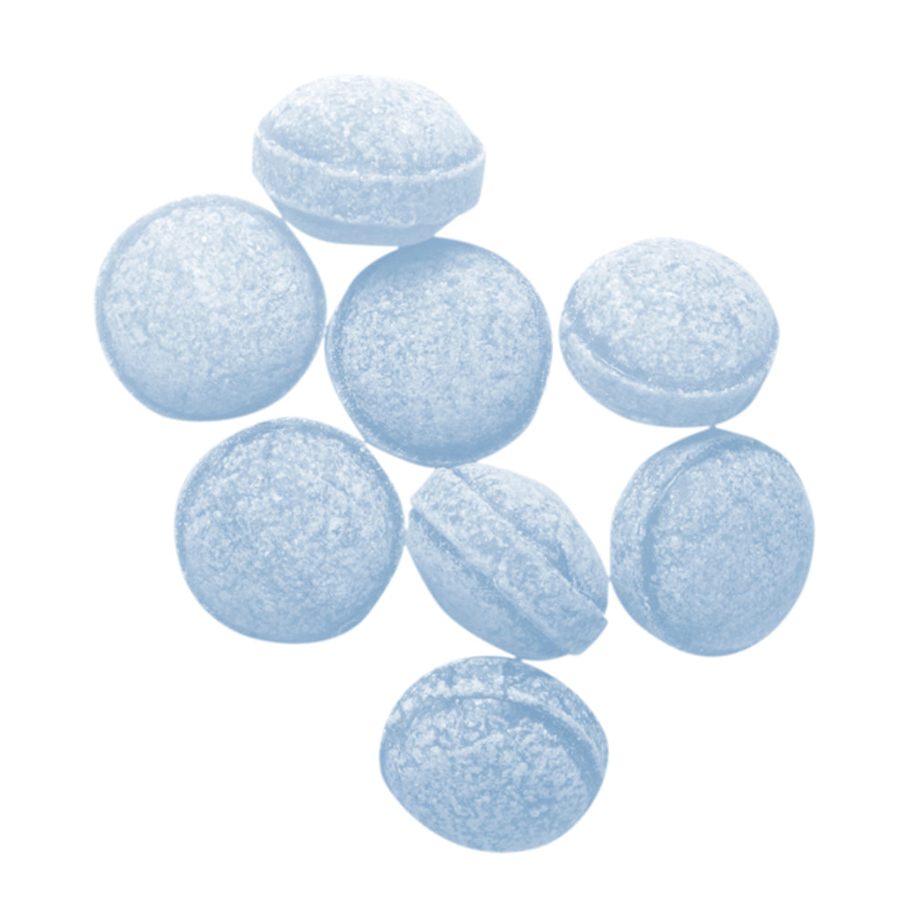 Loose Hermann the German Arctic Ice hard candies on a white background