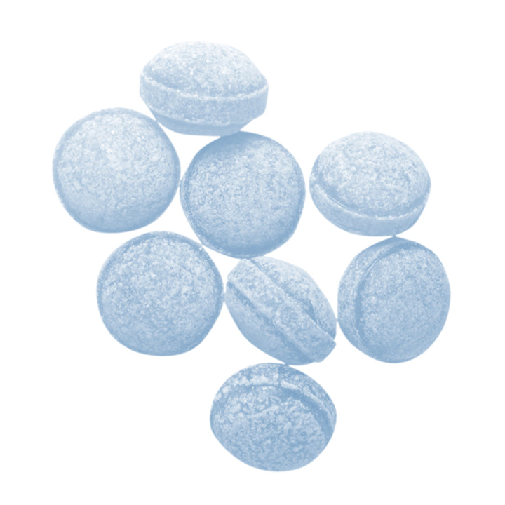 Loose Hermann the German Arctic Ice hard candies on a white background