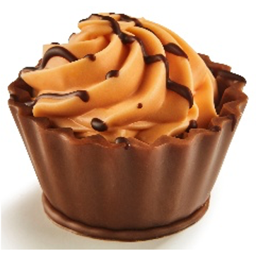 Ickx Salted Caramel and Orange Cupcake chocolate with orange cream topping and chocolate drizzle