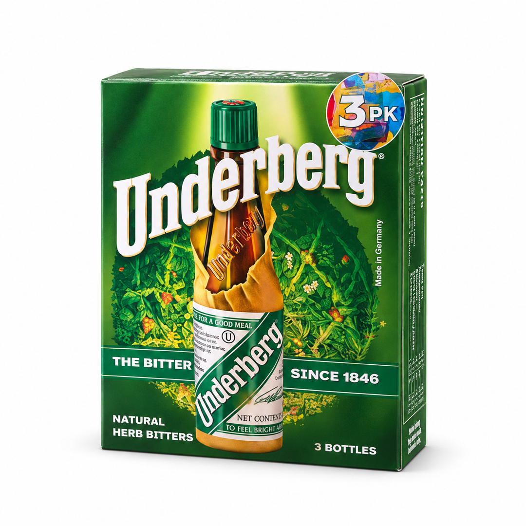 Underberg Herbal Bitters, 3 Bottle Pack on a white background
