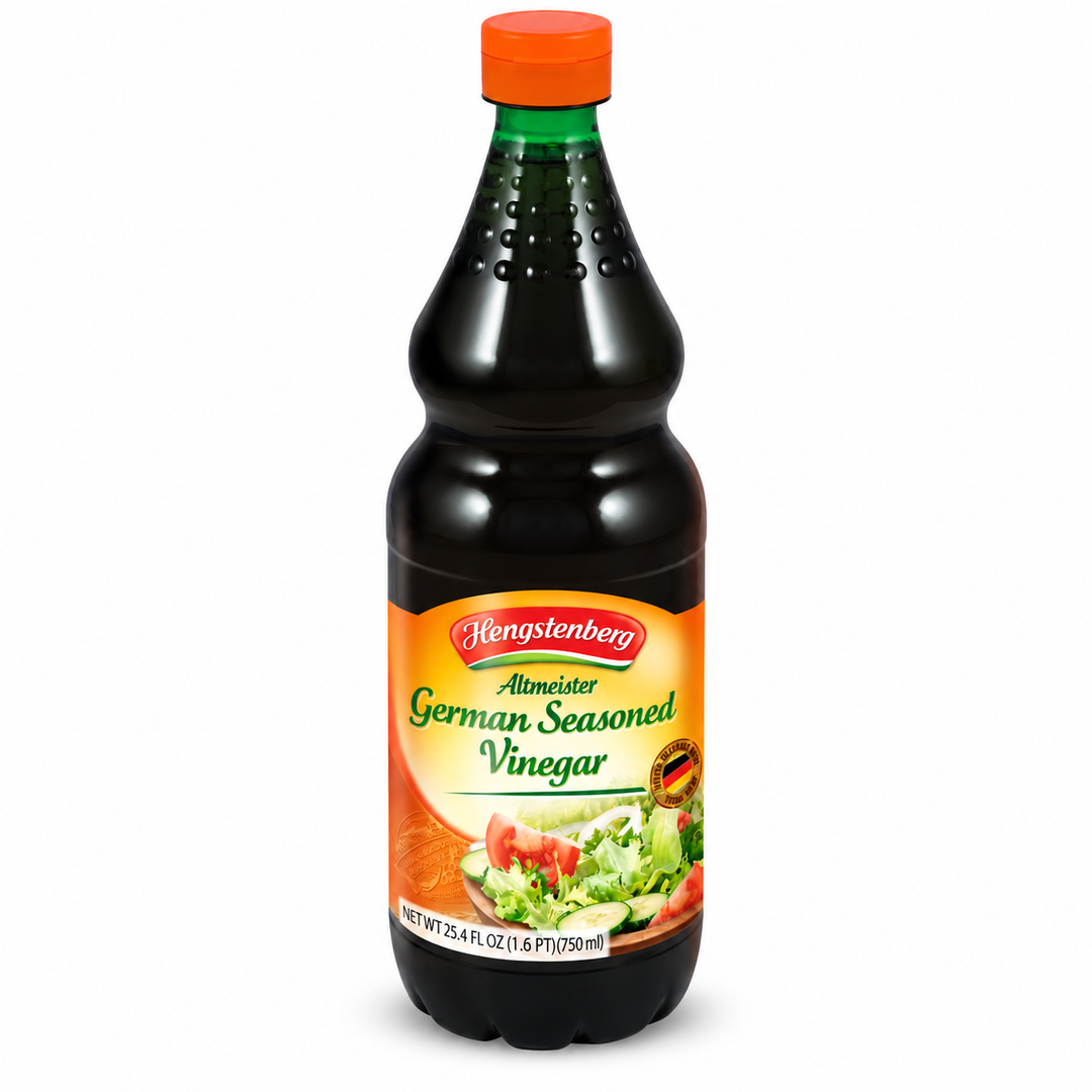 Hengstenberg Altmeister German Seasoned Vinegar bottle on a white background