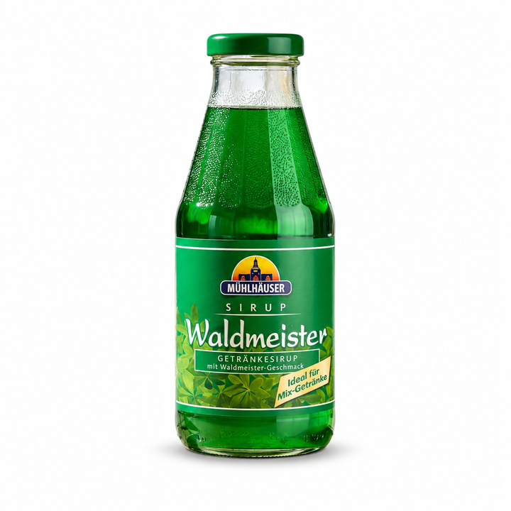 Muhlhauser Waldmeister Woodruff Syrup bottle on white background