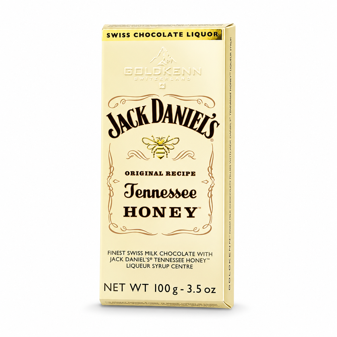 Goldkenn Jack Daniel's Tennessee Honey Milk Chocolate Bar on white background