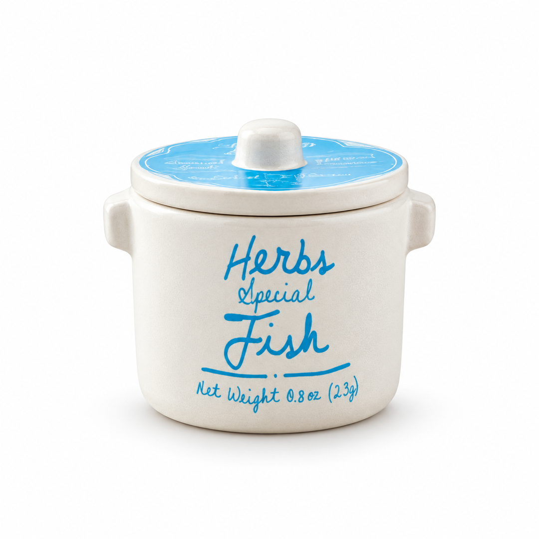 Anysetiers du Roy Herbs for Fish ceramic pot on white background