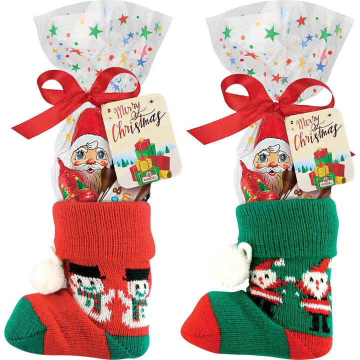 Windel Christmas Stocking with Assorted Figures in Red or Green