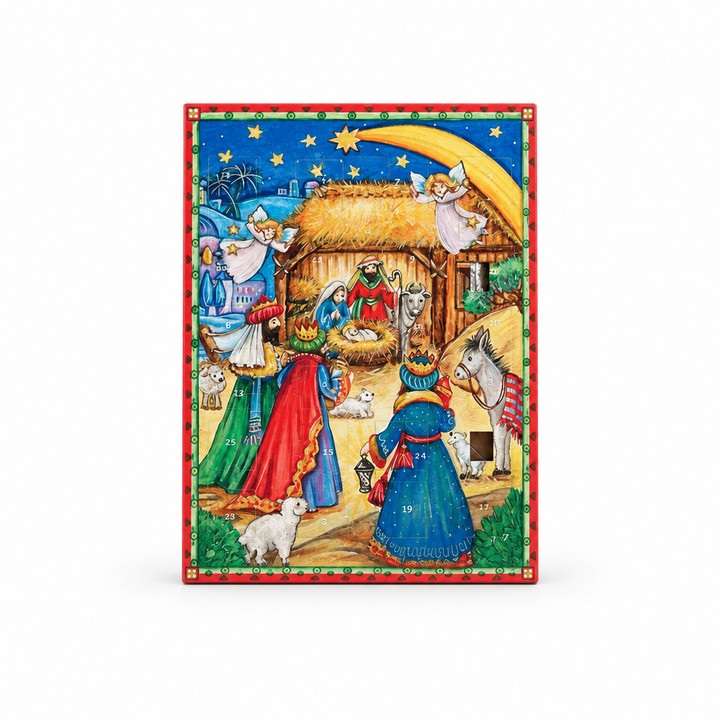 Erika's Pantry traditional nativity scene milk chocolate Advent calendar on white background