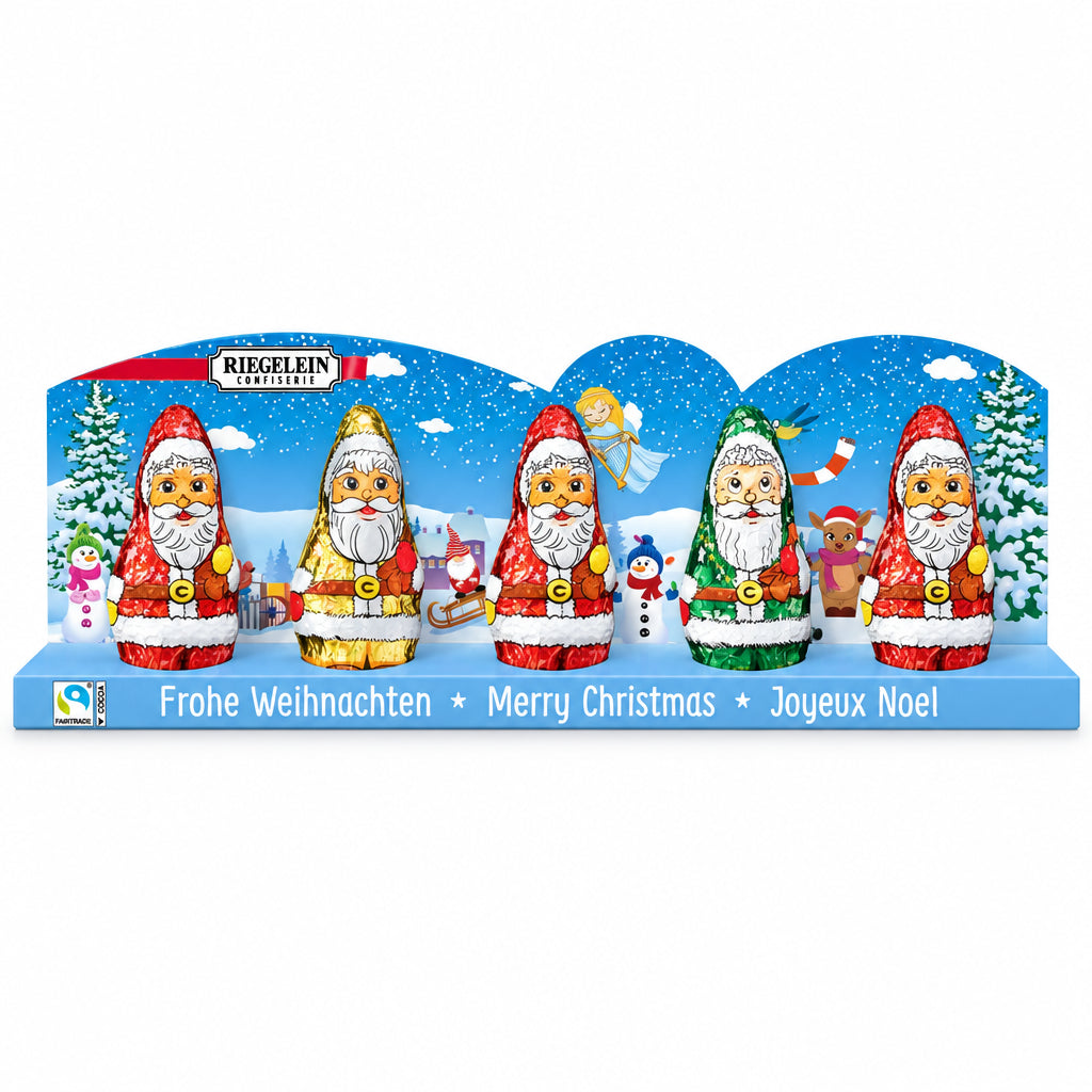 Riegelein milk chocolate Santa figures assortment, product view