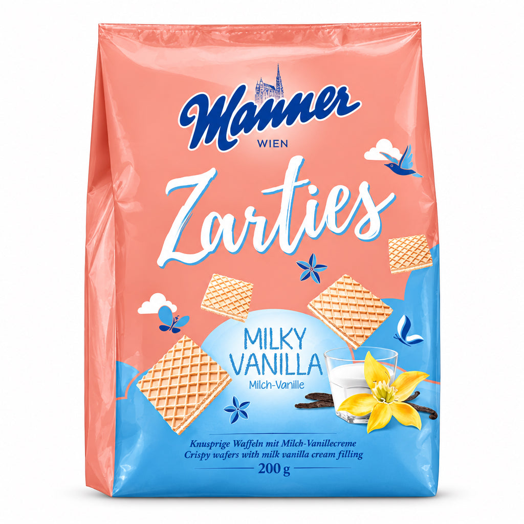 Manner Zarties Milky Vanilla wafers 200g package