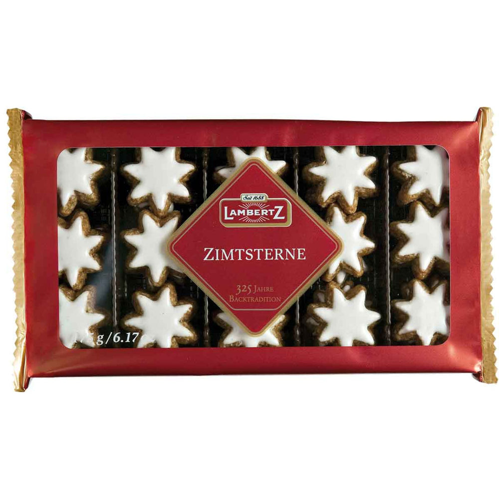 Lambertz Zimtsterne cinnamon star cookies in a 175 g tray