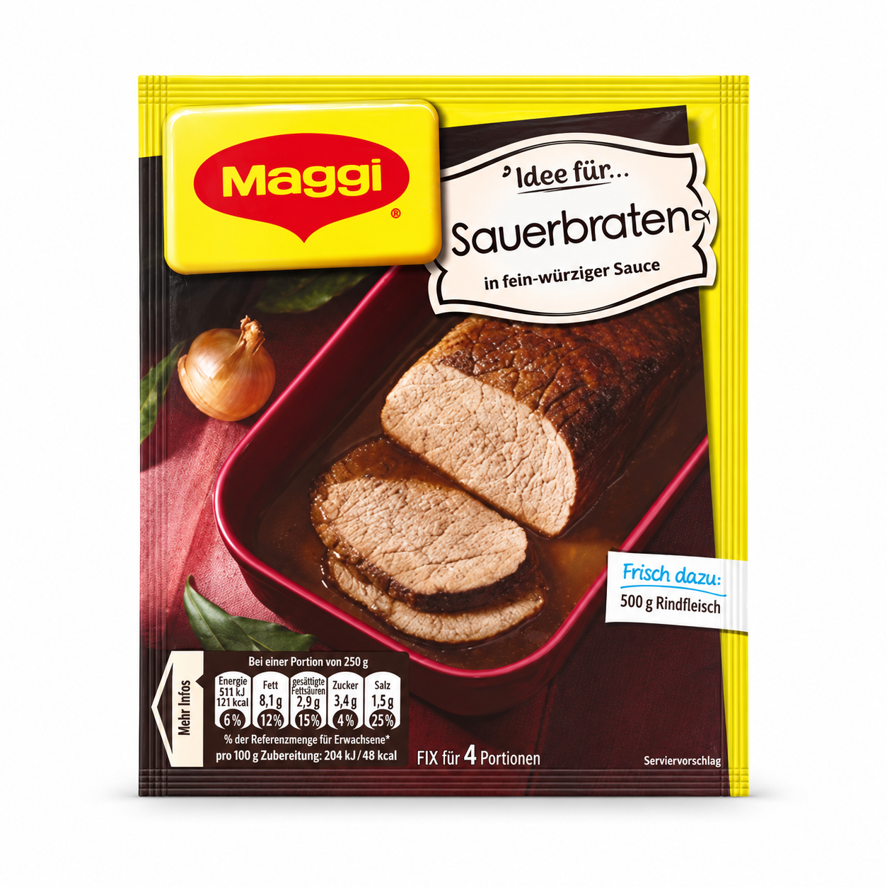 Maggi Sauerbraten Seasoning Mix packet on white background