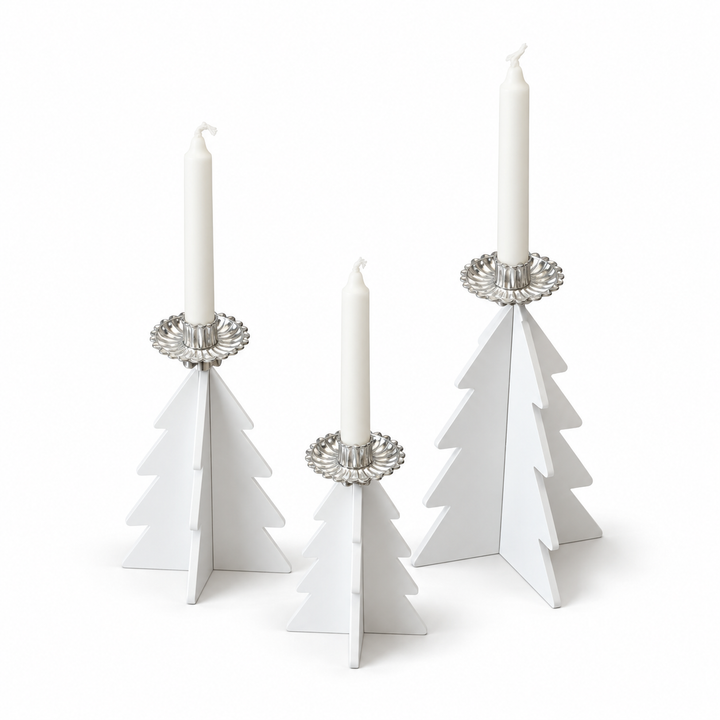 R&W Christmas Tree Candle Holders set on white background