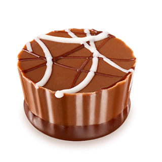 Hofbauer Vienna round milk chocolate praline with white chocolate drizzle