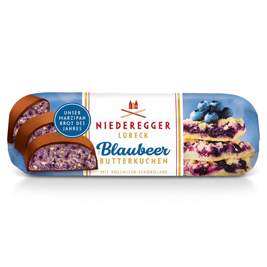 Niederegger Blueberry Butter Cake Marzipan Loaf, 125 g — front of package