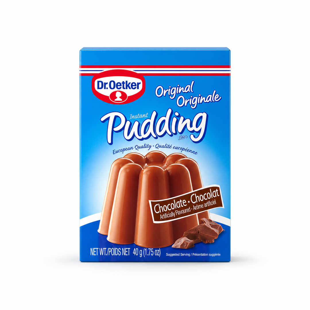 Dr. Oetker Original Chocolate Pudding 3 Pouch Pack on a white background