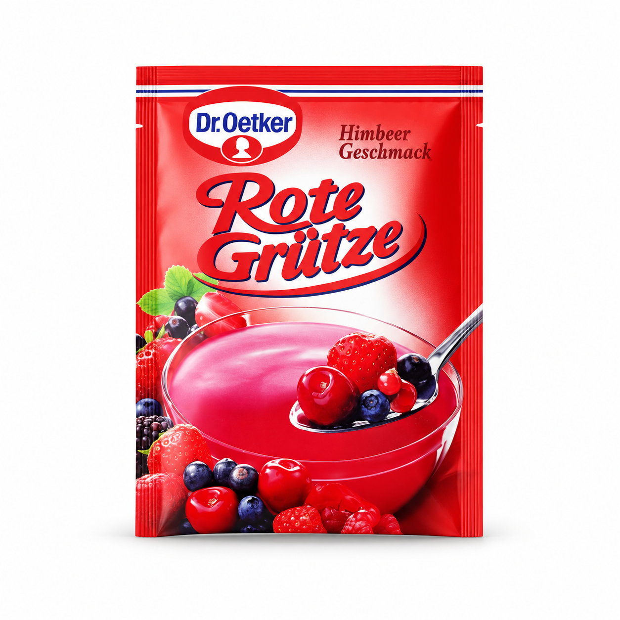 Dr. Oetker Raspberry Rote Grütze pouch on a white background