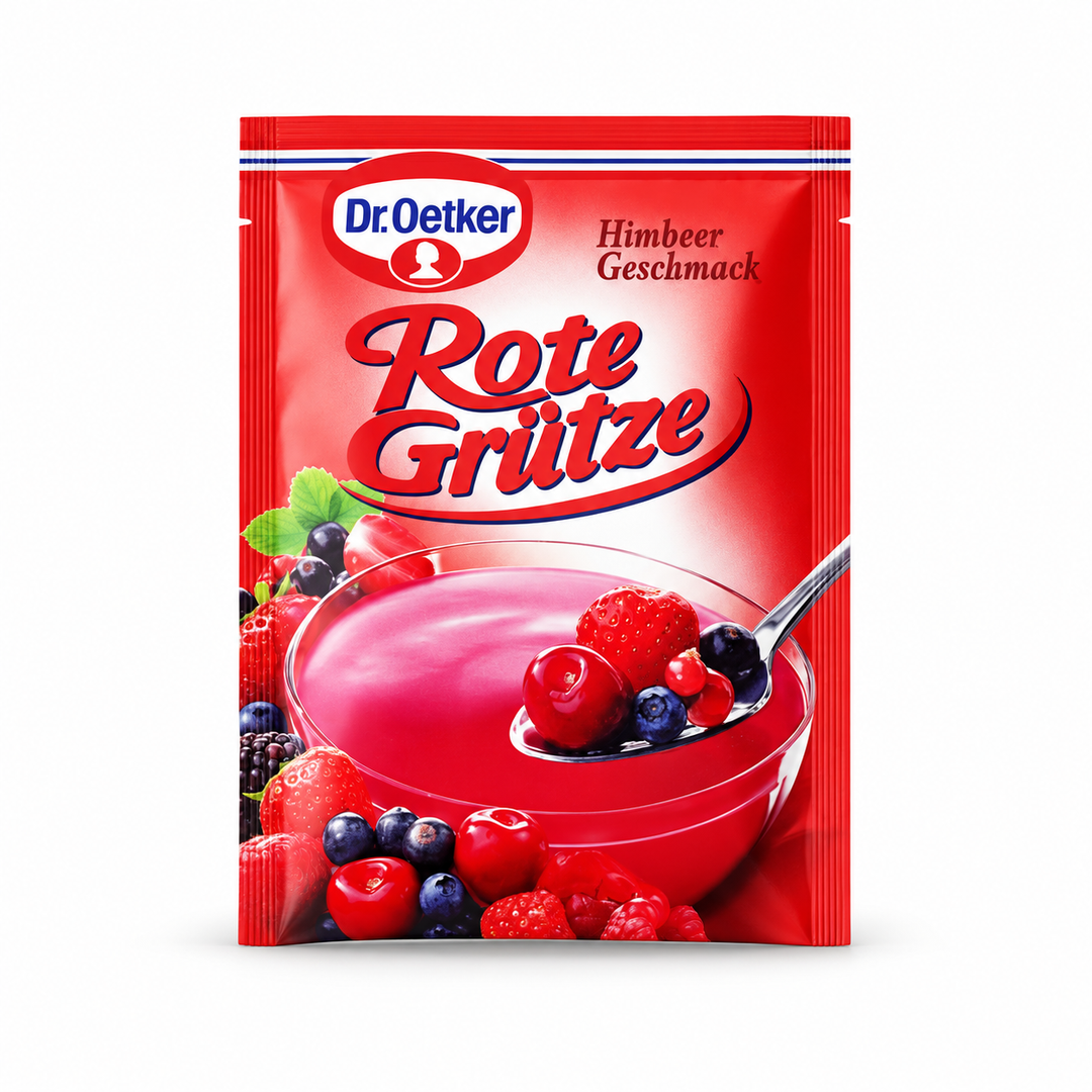 Dr. Oetker Raspberry Rote Grütze pouch on a white background