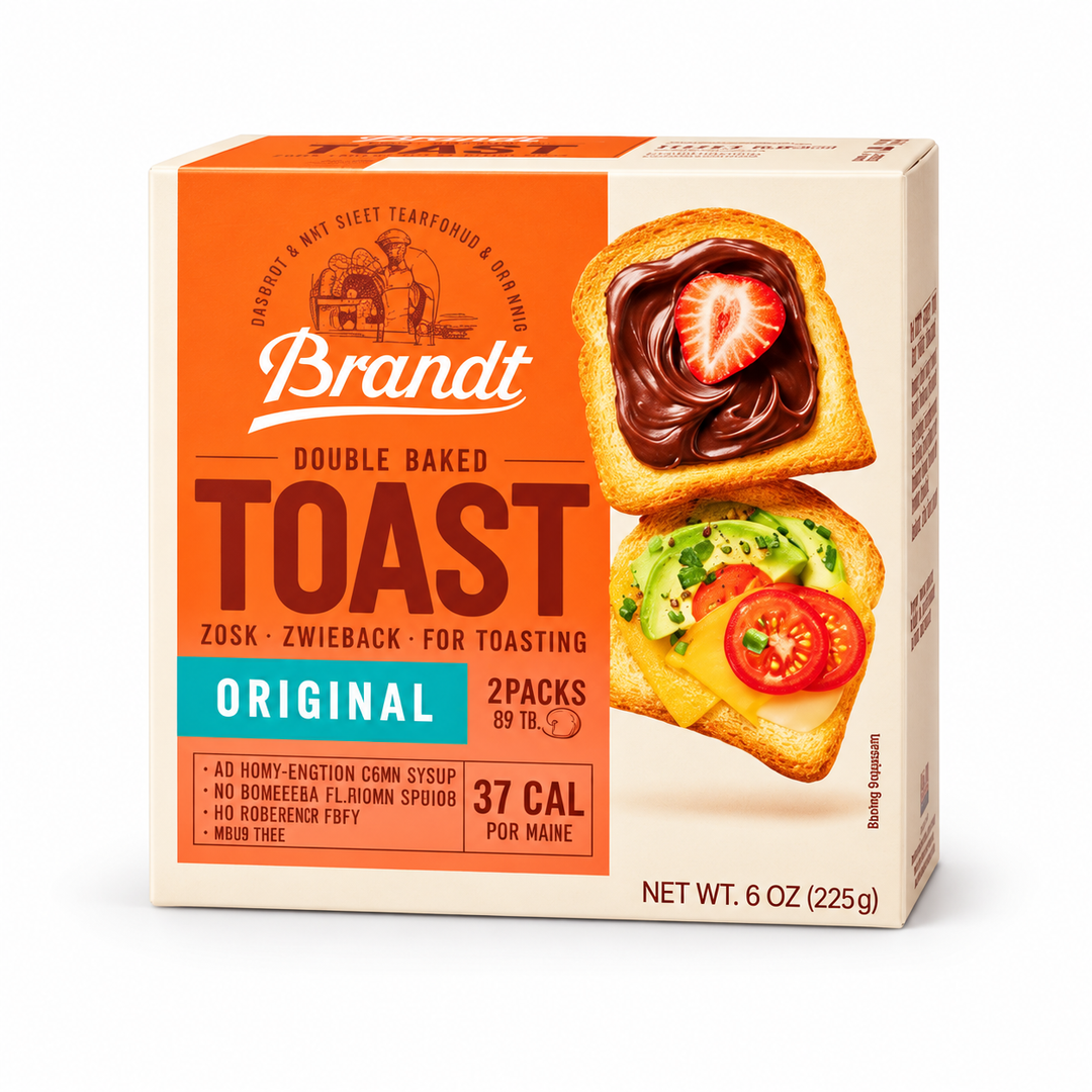 Brandt Zwieback Toast, Original — product packaging centered on a white background