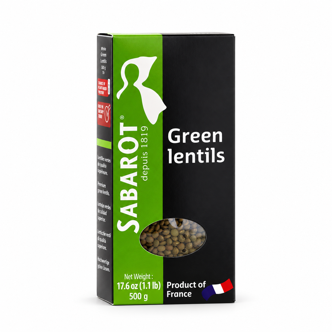 Sabarot Green Lentil — product packaging centered on a white background