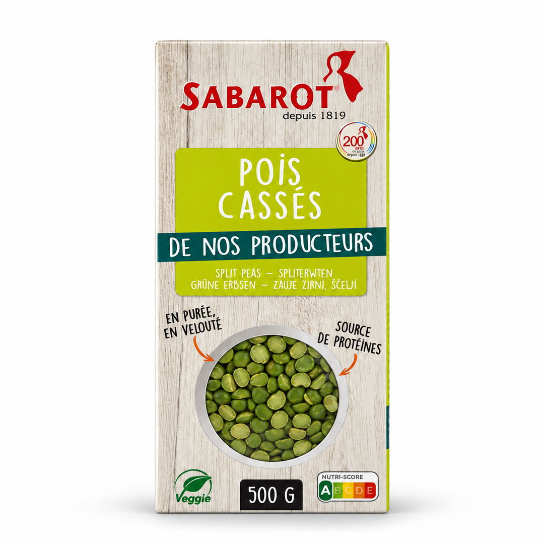 Sabarot Green Split Peas — product packaging centered on a white background