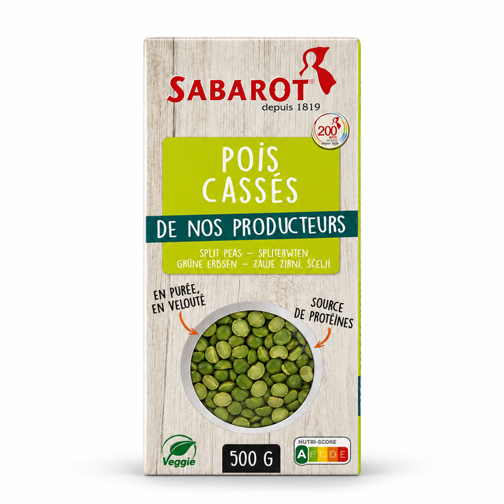 Sabarot Green Split Peas — product packaging centered on a white background