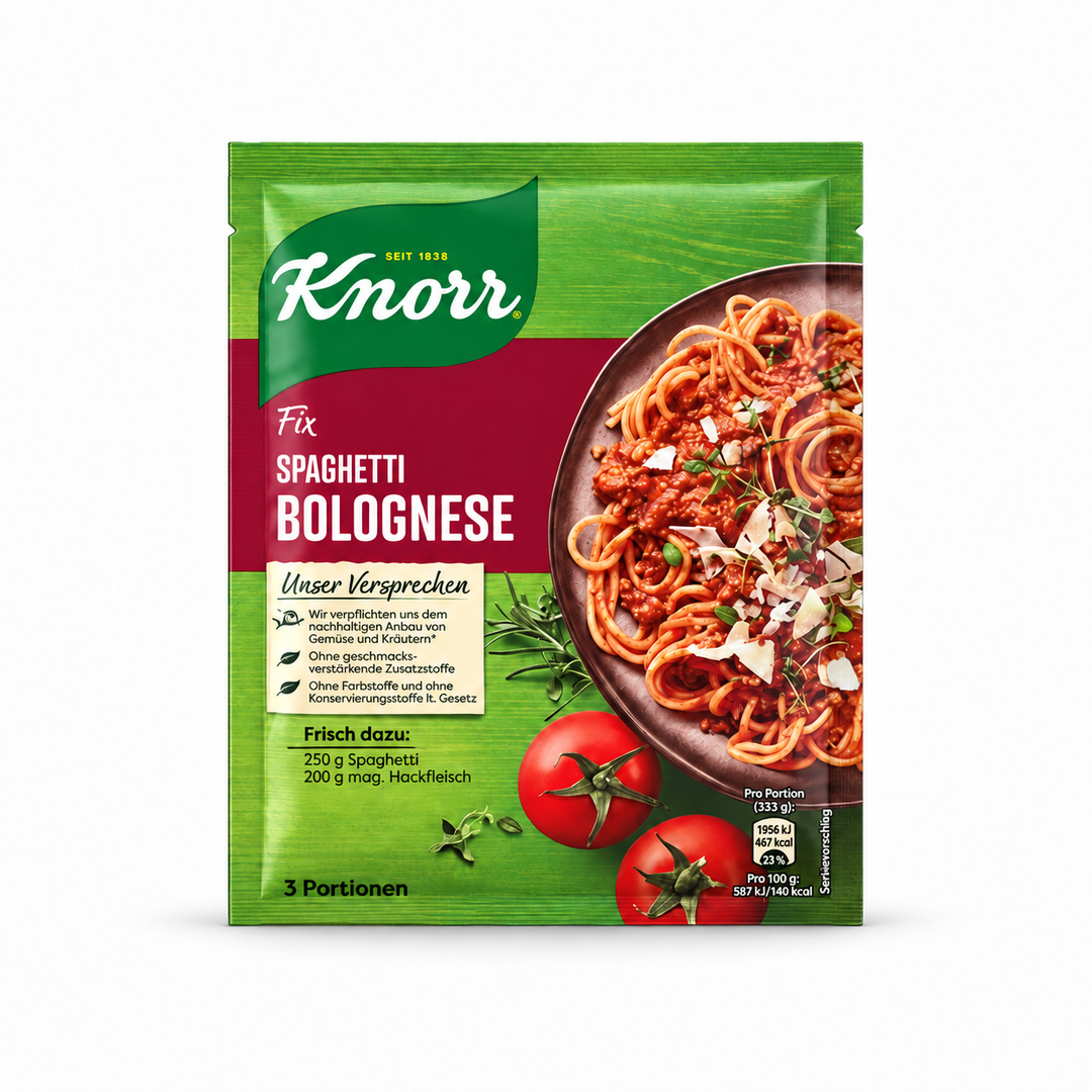 Knorr Fix Spaghetti Bolognese — product packaging centered on a white background