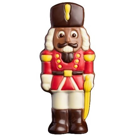 Ickx hollow milk chocolate nutcracker figure on white