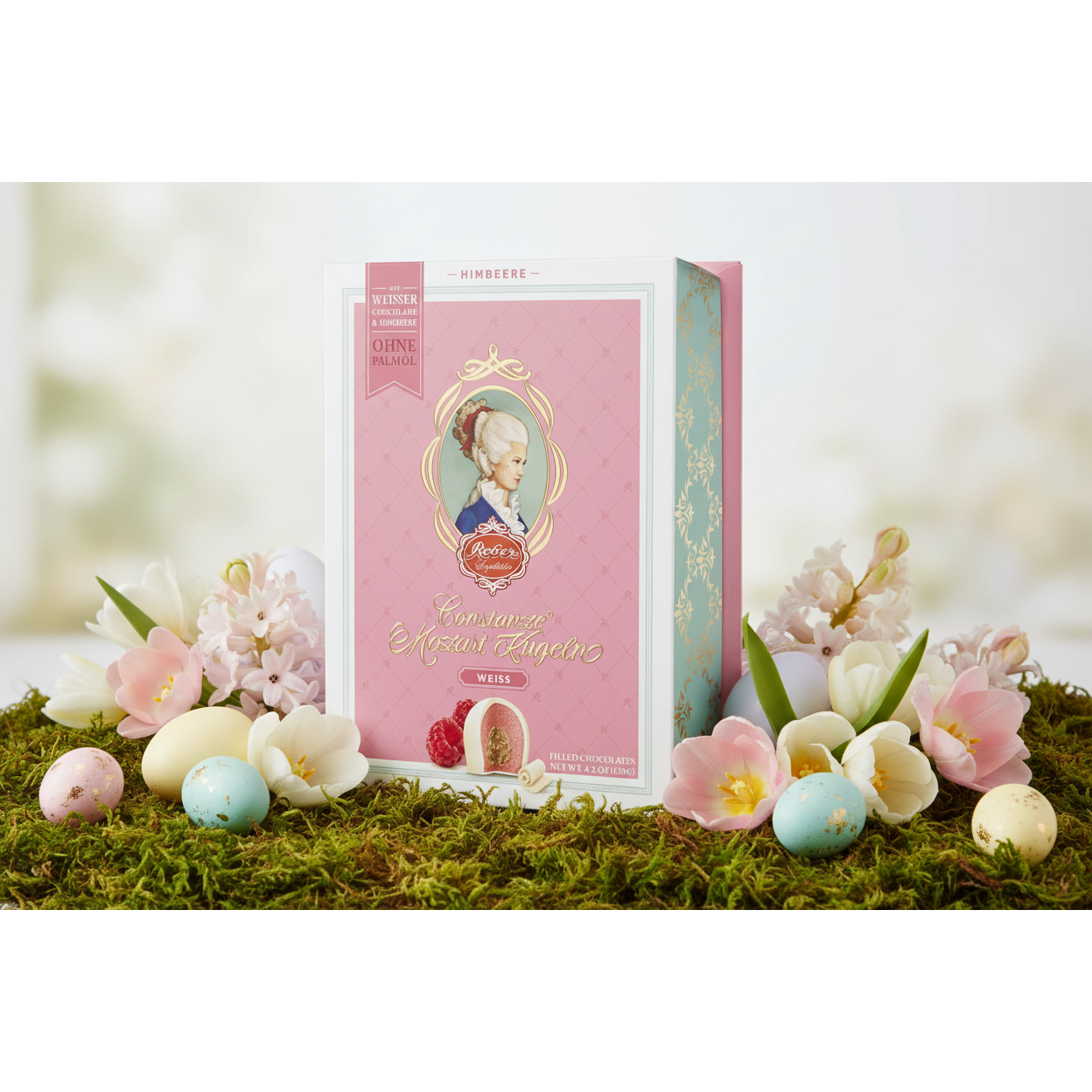 Reber Constance White Chocolate Raspberry Kugel in Portrait Box