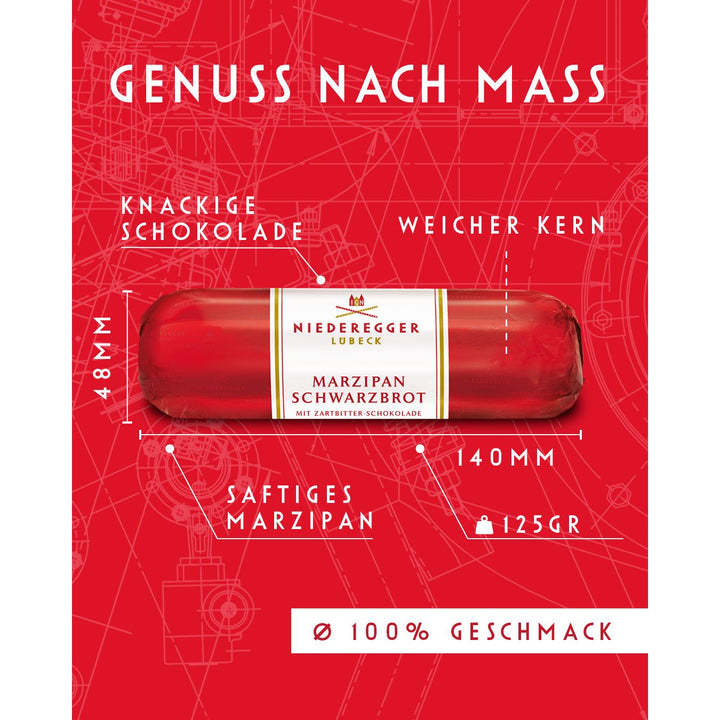 Niederegger Dark Chocolate Covered Marzipan Loaf, 125 g.