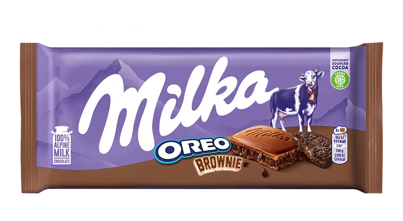 Milka Oreo Brownie chocolate bar 100g package