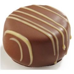 Ickx Honey and Crunch praline with pale chocolate stripes