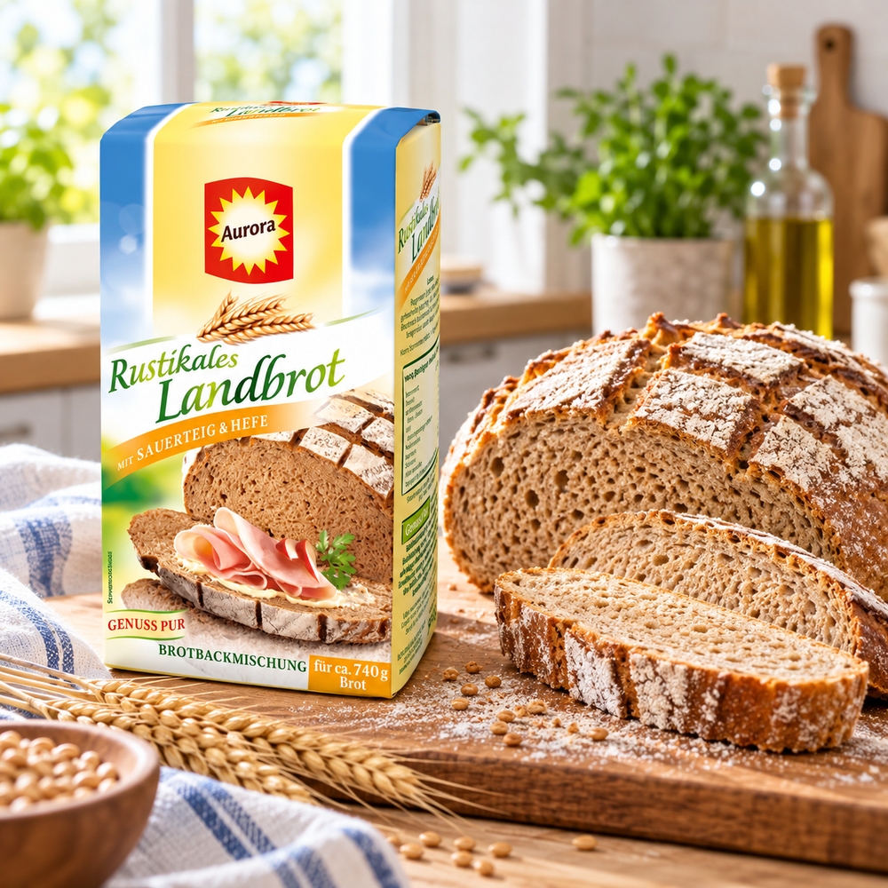 Aurora Landbrot Bread Mix lifestyle serving suggestion