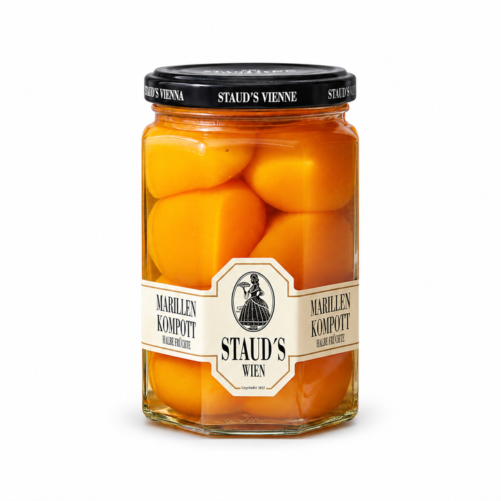Staud's Marillen Röster (Apricot Compote) on a white background