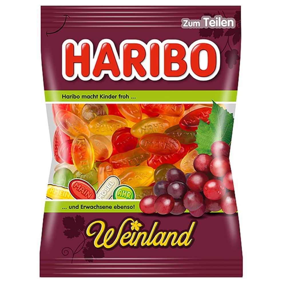 Haribo Weinland fruit gummies in a 175 g bag