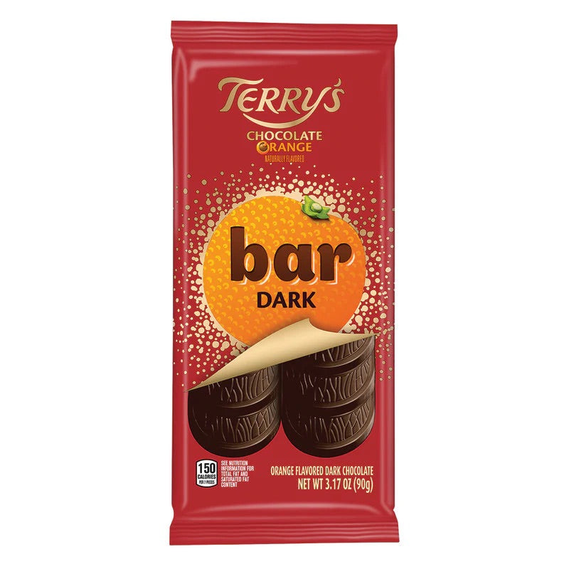 Terry's Dark Chocolate Orange Bar, 90 g red package, front view