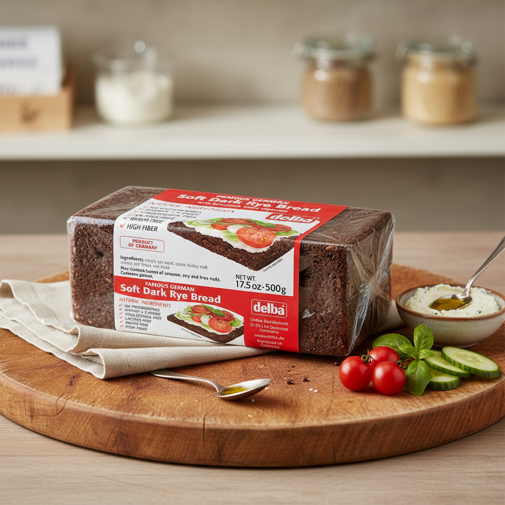 Delba Soft Dark Rye Bread in a 500 g package