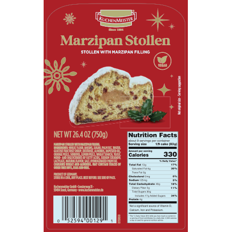 Kuchenmeister Luxury Marzipan Stollen, 750 g.